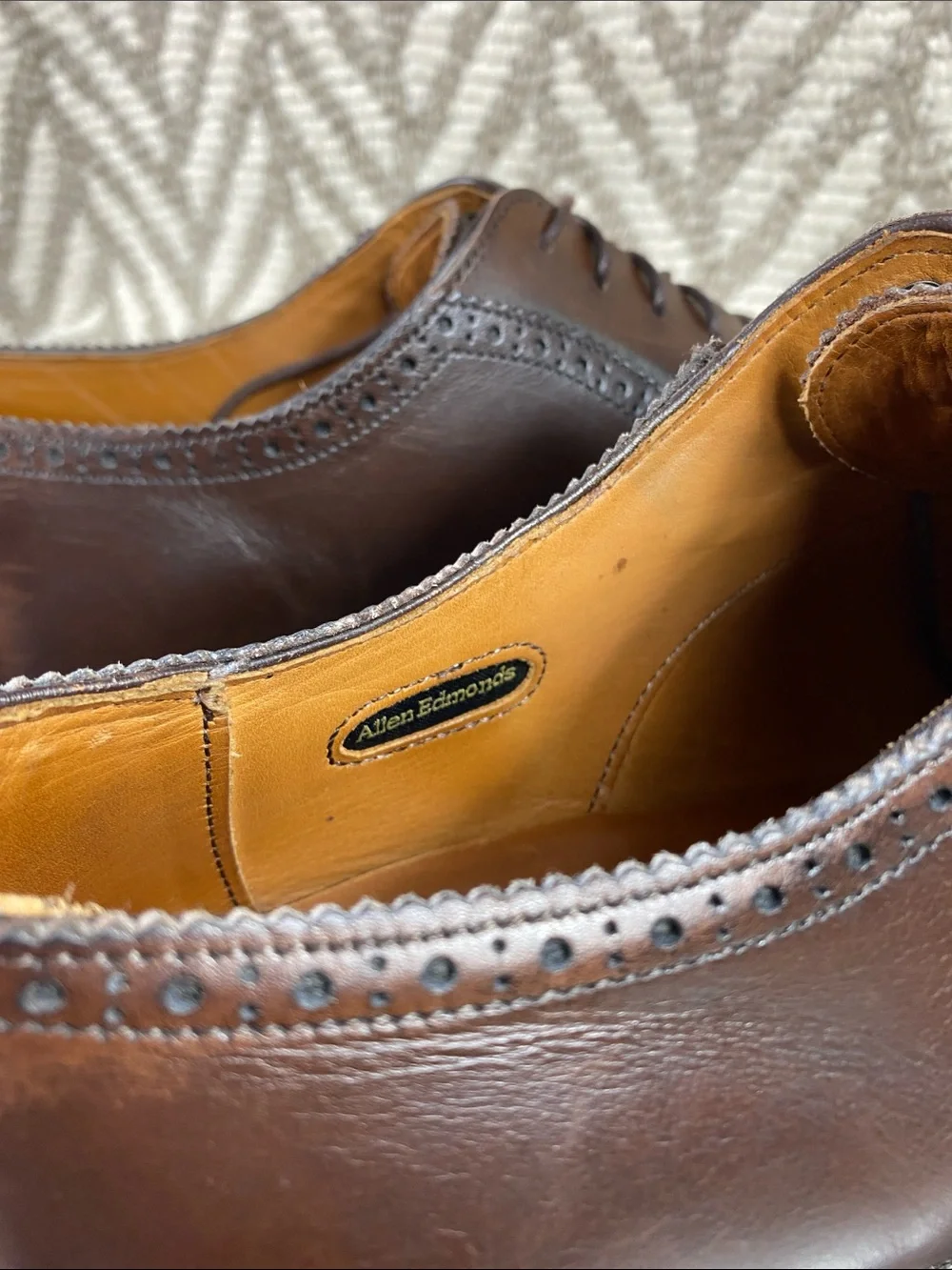 Allen Edmonds Brown Leather Wingtip Derby Shoes